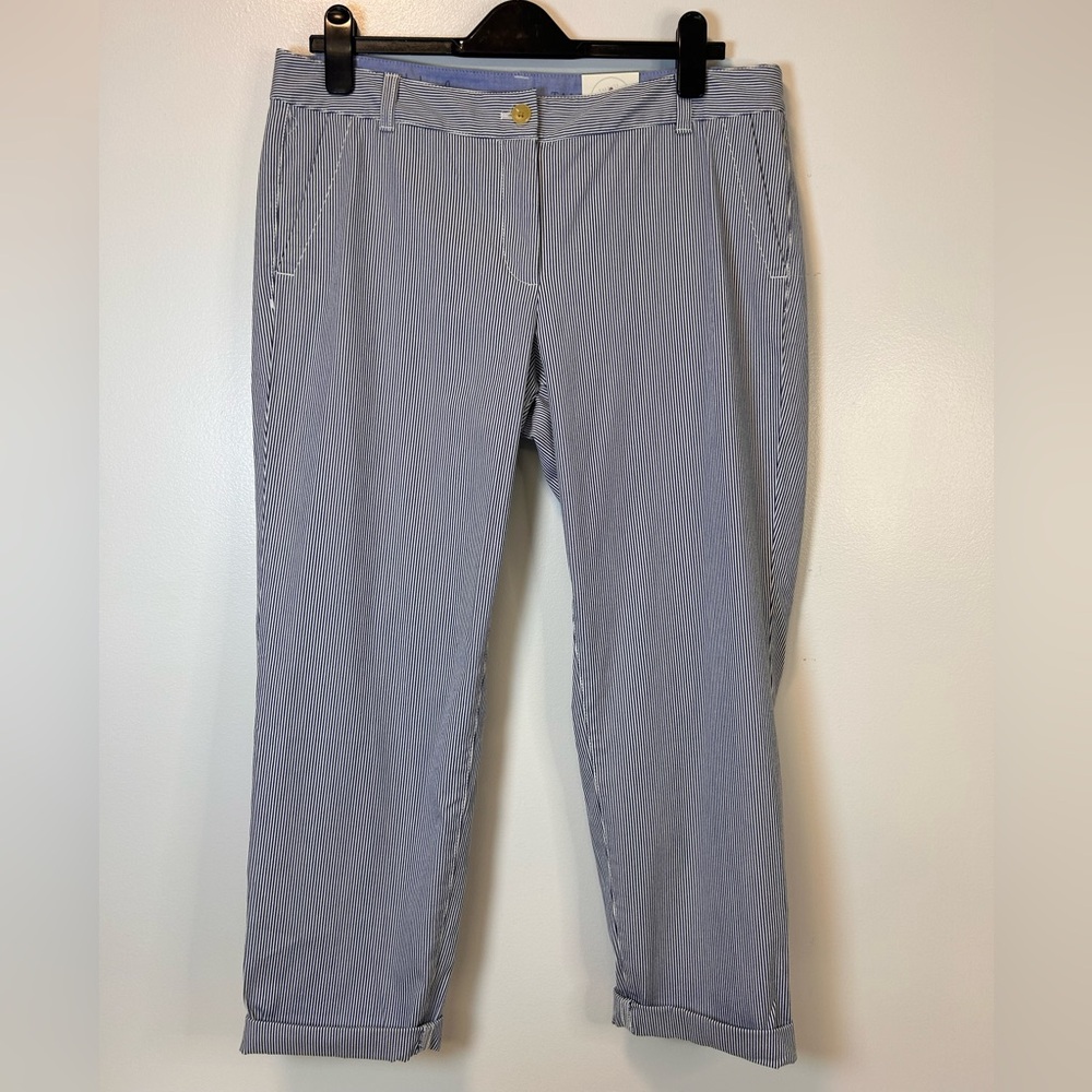 Talbots Blue & White Pinstripe The Weekend Chino Pants Women’s‎ Size 12 Petite